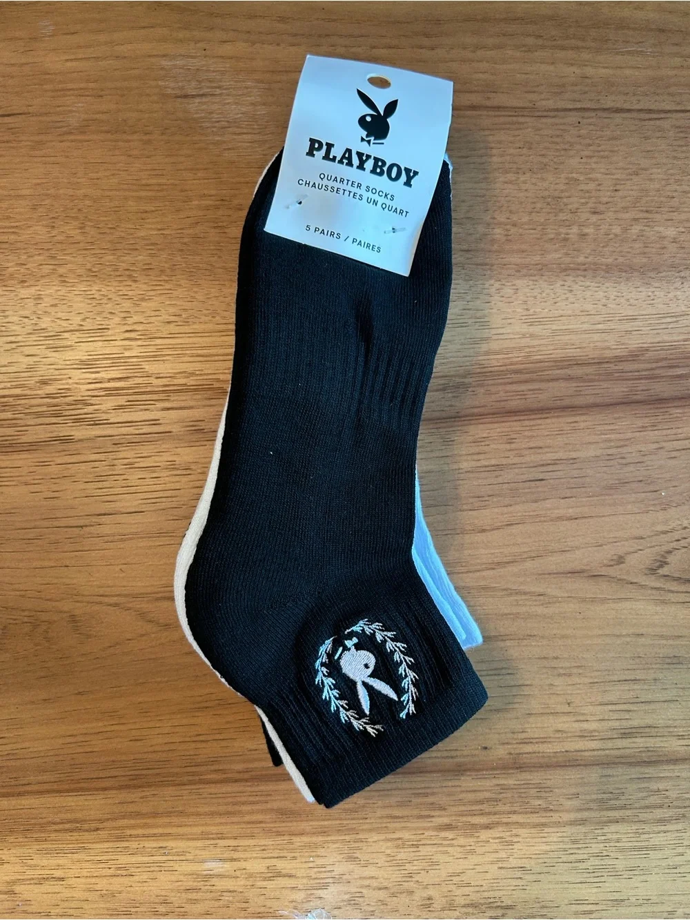 PLAYBOY Ankle Socks - Pack of 5 - Black, White, Gray
